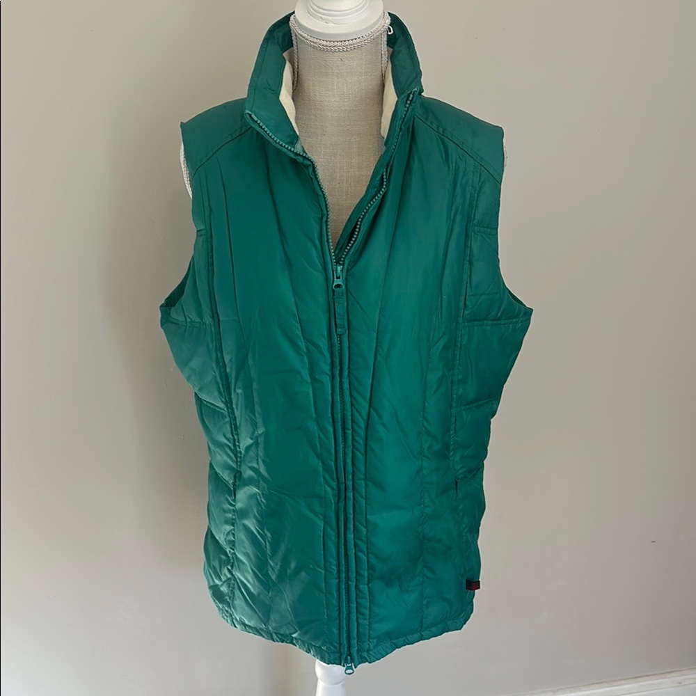 Woolrich Green Quilted Vest with Stand-Up Collar